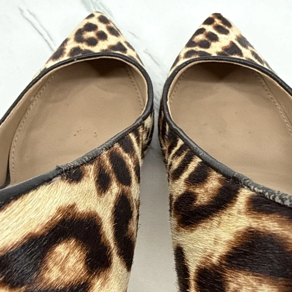 Tory Burch Elana Leopard Animal Print Leather Pumps Heels Calf Hair Chic 6.5